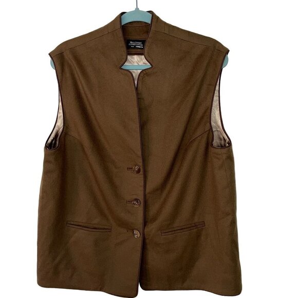 Piacenza Womens Skirt And Vest Suit Size 14 Brown Cashmere Wool Custom Made - Picture 5 of 11